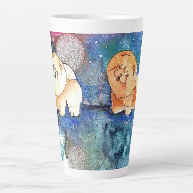 Tasse Latte Aquarelle de chien de la LUNE D'ARGENT (Devant)