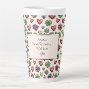 Tasse Latte Aquarelle de coeur Succulente Valentines Motif de 