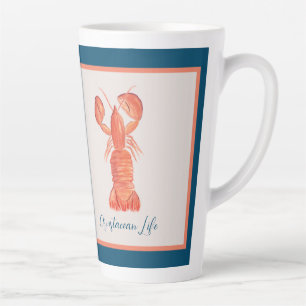 Tasse Latte Aquarelle de langouste de homard