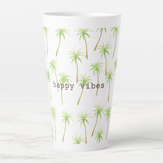 Tasse Latte Aquarelle des palmiers tropicaux (Devant)