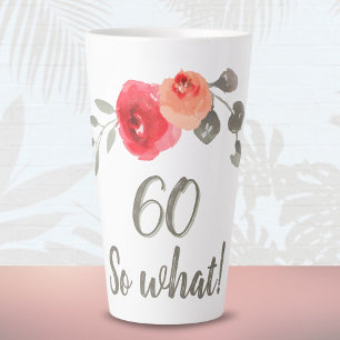 Tasse Latte Aquarelle d'inspiration Florale du 60e anniversair