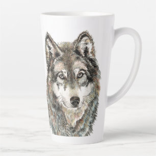 Tasse Latte Aquarelle du loup Loup Loup