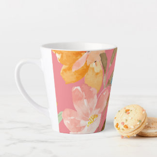 Tasse Latte Aquarelle Élégante Moderne Rose