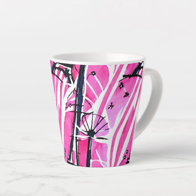 Tasse Latte Aquarelle élégante rose parisienne (Angle droit)