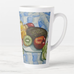 Tasse Latte aquarelle encore vie peinture de fruits exotiques