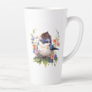 Tasse Latte Aquarelle Fairy Bird Flowers Clipart-73610