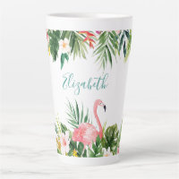 Aquarelle Flamant rose floral tropical Turquoise g
