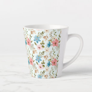 Tasse Latte Aquarelle Fleur sauvage motif floral