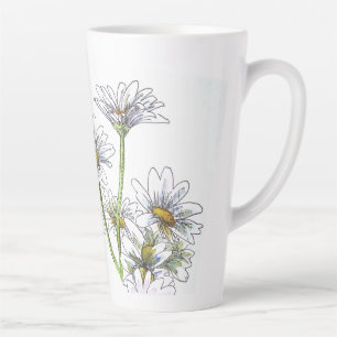 Tasse Latte Aquarelle Florale Daisy I Love You Nana Cadeau