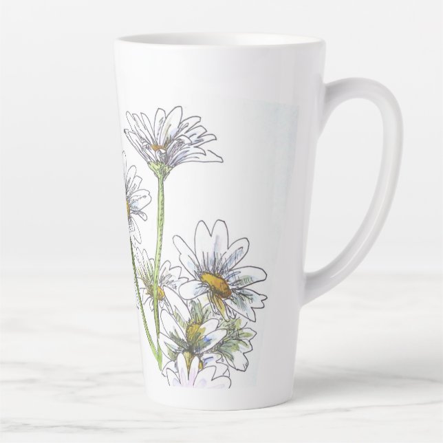 Tasse Latte Aquarelle Florale Daisy I Love You Nana Cadeau (Droite)