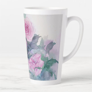 Tasse Latte Aquarelle florale rose latte