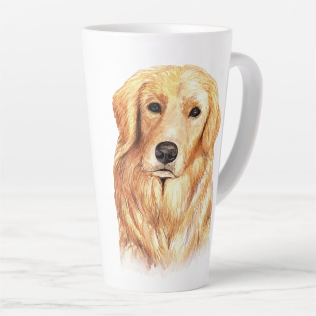 Tasse Latte Aquarelle Golden Retriever (Angle droit)