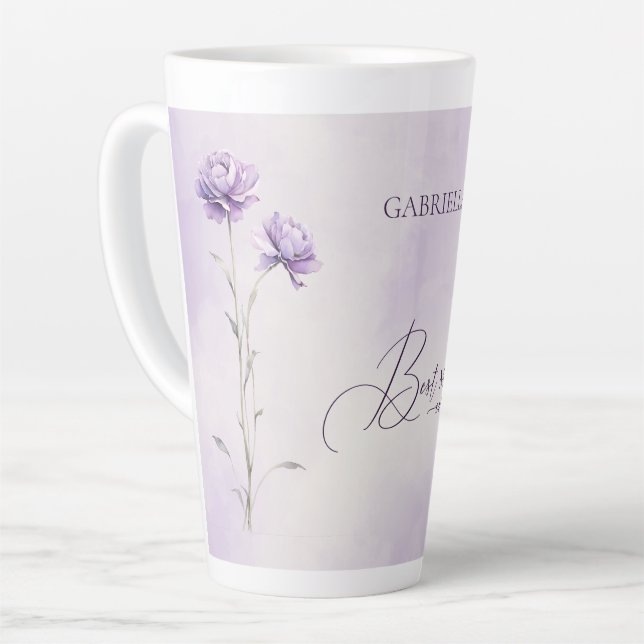 Tasse Latte Aquarelle Lavender Meadow Fleur sauvage Best Mom (Angle gauche)