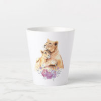 Aquarelle mignonne Mère Lion & Cub