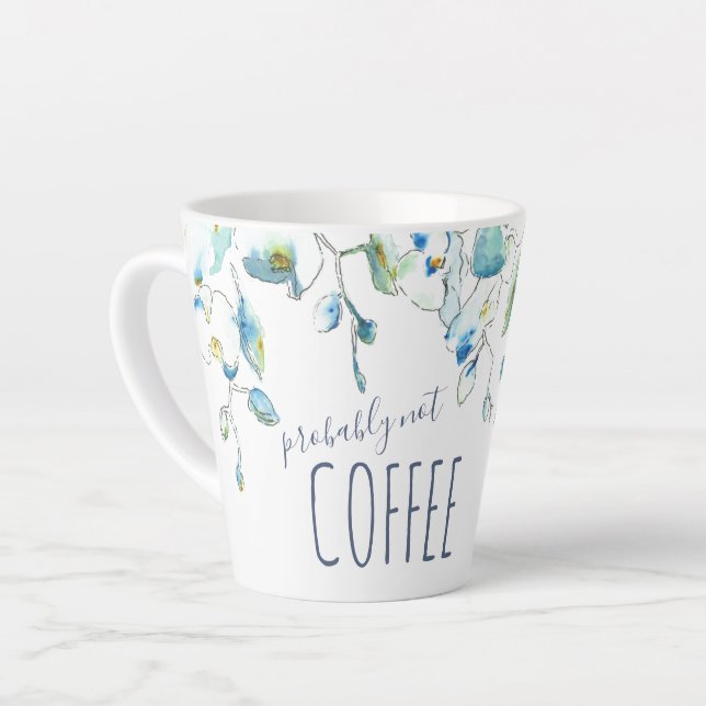 Tasse Latte Aquarelle moderne bleu orchidée Floral (Angle gauche)