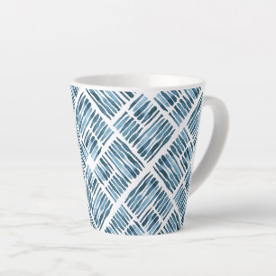 Tasse Latte Aquarelle Moderne Marine Motif diagonal rayé