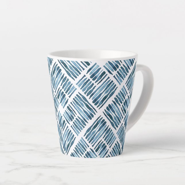 Tasse Latte Aquarelle Moderne Marine Motif diagonal rayé (Angle droit)