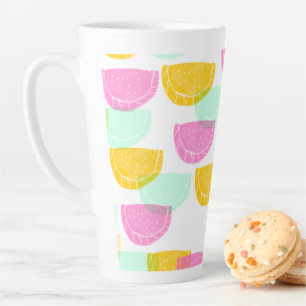 Tasse Latte Aquarelle Motif Pastèque Rose Vert Jaune