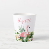 Aquarelle Nom floral tropical Flamant rose rose