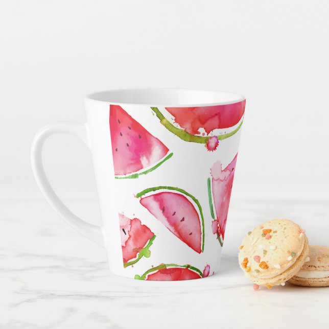 Tasse Latte Aquarelle pastèque 1 (En situation)