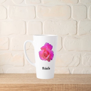 Tasse Latte Aquarelle personnalisée Café Rose rose