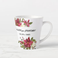 Aquarelle Poinsettia Amour Grand-mère Monogramme