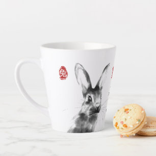 Tasse Latte Aquarelle Rabbit chinois Lunaire Nouvel An 2023 Co