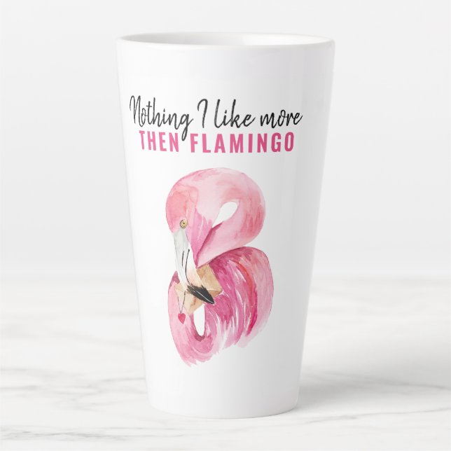 Tasse Latte Aquarelle rose exotique moderne Flamant rose cadea (Devant)