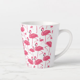 Tasse Latte Aquarelle rose Flamant rose sur design blanc