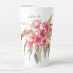 Tasse Latte Aquarelle rose floral personnalisée