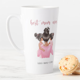 Tasse Latte Aquarelle rose Meilleure maman jamais personnalisé