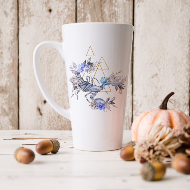 Tasse Latte Aquarelle Scorpion Astrologie Zodiaque | Monogramm (Créateur téléchargé)