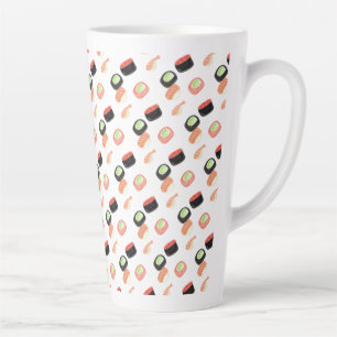 Tasse Latte Aquarelle Sushi Rolls Saumon de concombre