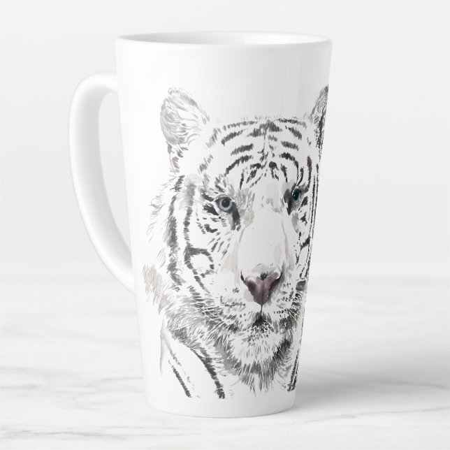 Tasse Latte Aquarelle Tigre originale Zodiac chinois initial L (Angle gauche)
