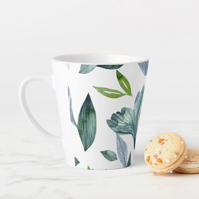 Tasse Latte Aquarelle tombée feuille 11 (En situation)