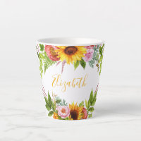 Aquarelle Tournesol Floral Nom jaune