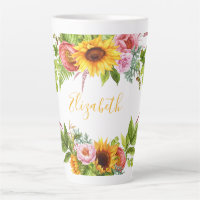 Aquarelle Tournesol Floral Nom jaune Grand