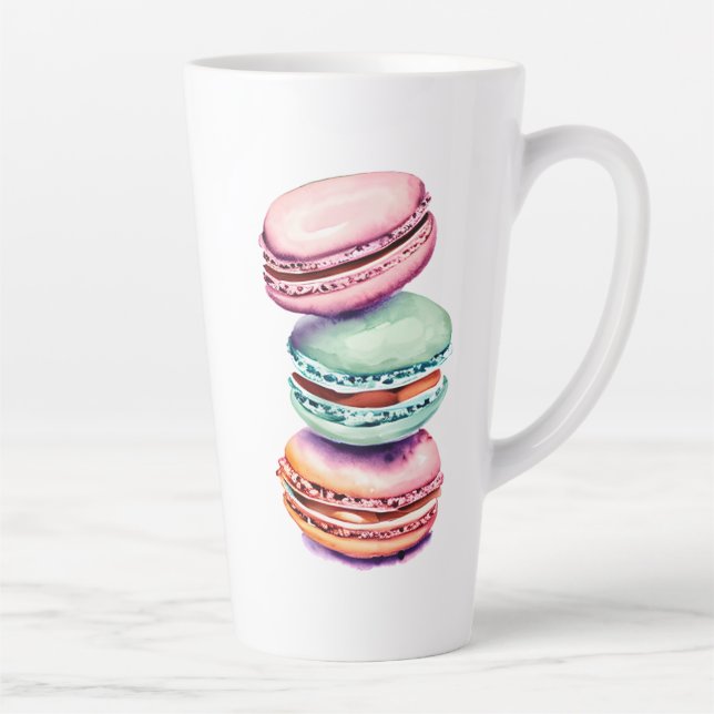 Tasse Latte Aquarelle Vintage personnalisée Macaron (Droite)