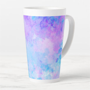 Tasse Latte Aquarelle violette et turquoise