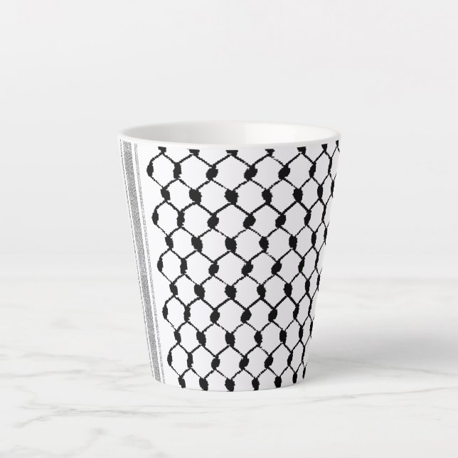 Tasse Latte Arabe palestinien Kufiya Hatta Motif Customisé (Devant)