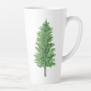 Tasse Latte Arbre à pin aquarelle 2