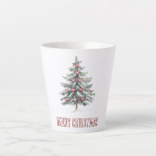 Tasse Latte Arbre de Noël aux coeurs