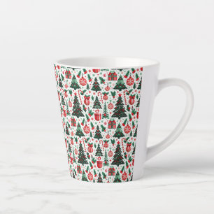 Tasse Latte Arbre de Noël, cadeaux, sucre de canne