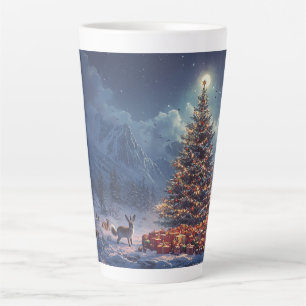 Tasse Latte Arbre de Noël festif avec gif de conception hivern