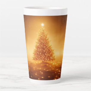 Tasse Latte Arbre de Noël festif avec gif de conception hivern