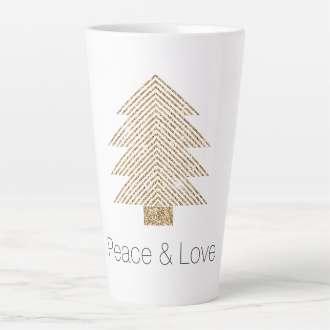 Tasse Latte Arbre de Noël Gold Glitzy Parties scintillant    (Devant)
