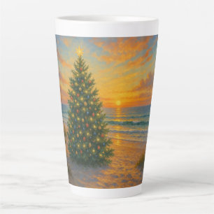 Tasse Latte Arbre de Noël nautique/cotier plage