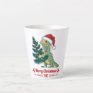 Tasse Latte Arbre de Noël Père Noël Iguana