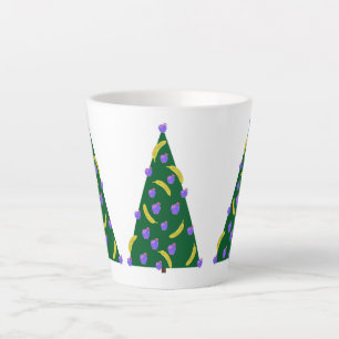 Tasse Latte Arbre de Noël Pop Art avec pommes et bananes