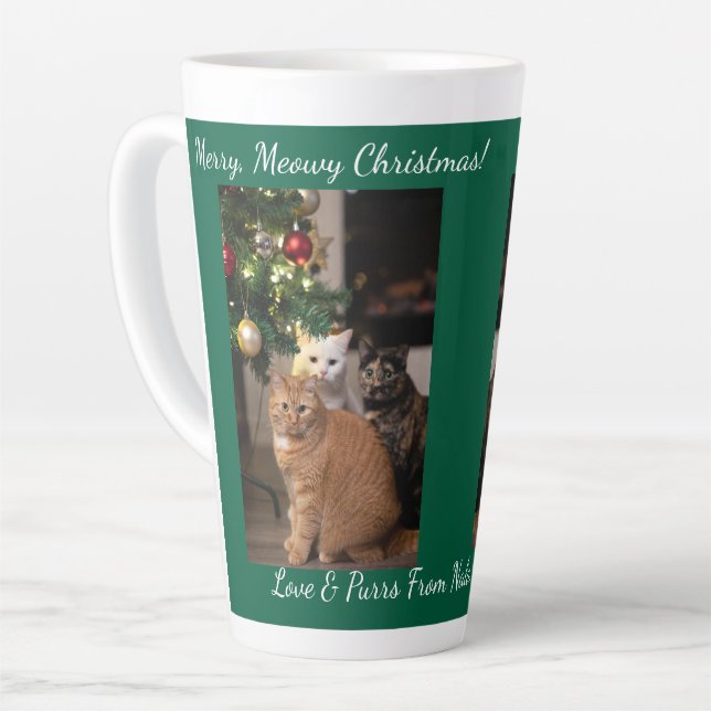 Tasse Latte Arbre de Noël pour chats, Noms d'Image Texte, Pers (Angle gauche)